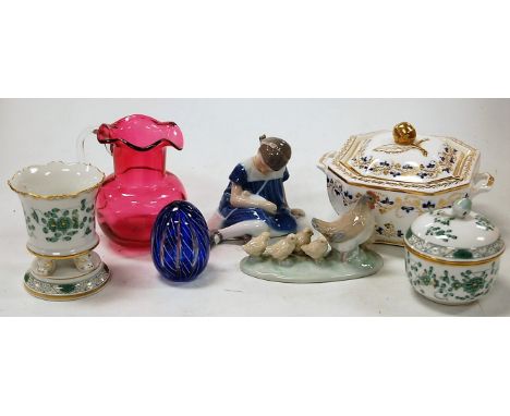 A small collection of miscellaneous items, to include Spode Felspur porcelain sucrere, Royal Copenhagen figure of a seated gi