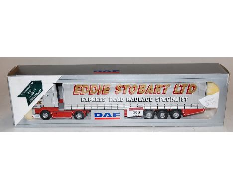 A Tekno The British Collection No.45 1:50 scale Eddie Stobart 25th Anniversary DAF tractor unit, with curtainside trailer, fi