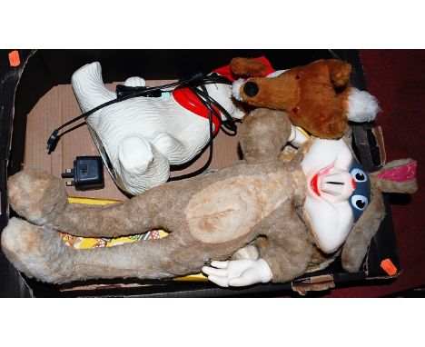 A boxed Pelham standard A6 Caterpillar puppet; together with a Bugs Bunny soft toy etc