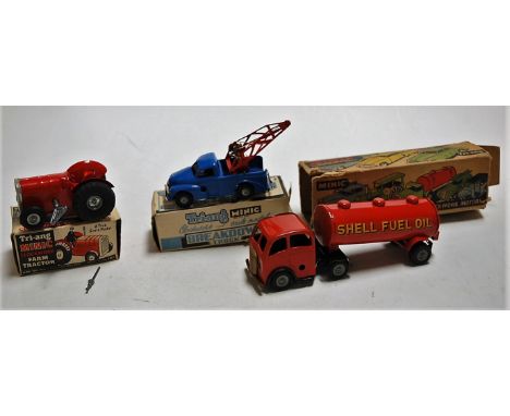 A boxed Triang Minic scale model clockwork toys Shell fuel tanker , together with a boxed Triang Minic scale model of a break