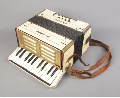A Hohner Student I accordion.  