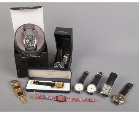 A collection of assorted Gents wristwatches, including Sekonda and Timex examples.  
