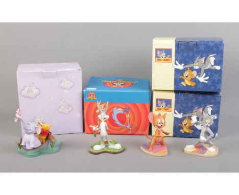 Four boxed Disney and Warner Bros. ceramic figures. To include Wedgwood Tom and Jerry and Bugs Bunny.  