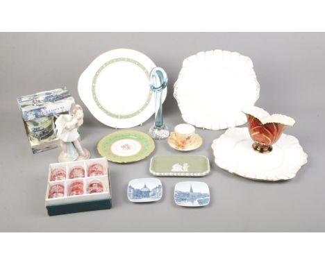 A collection of assorted ceramics to include Royal Worcester Blushware, Royal Albert, Nao by Lladro Figure, etc.  