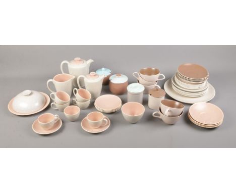 Various Poole tea sets of different colours  small chips on tea pot lid.