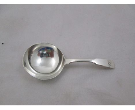 A George III silver fiddle pattern caddy spoon, London 1807, 9.5cm long, 0.36ozt, 11.2g