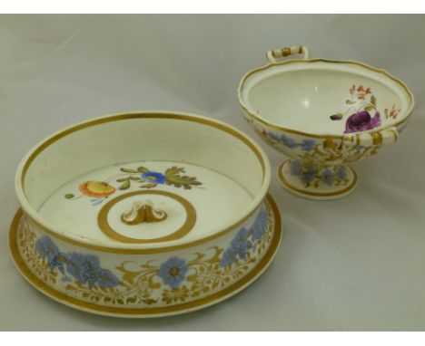 An H & R Daniel porcelain ice pail lid, Cusped shape, embossed, handle lacking, decorated with floral sprays, relief moulded 