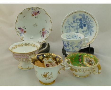 A collection of H & R Daniel porcelain comprised of a coffee cup and saucer, First Gadroon shape, decorated in underglaze blu