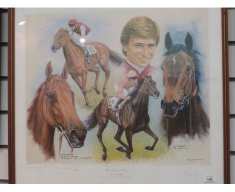 A horse racing print, after P.Deighan, The Golden Boy, signed, 14/550 