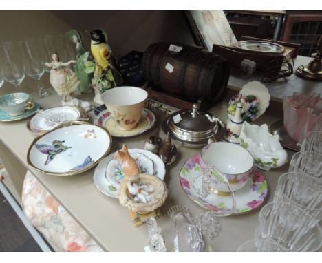 A miscellaneous selection including Noritake plate, figurines and various glassware