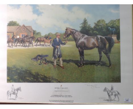 A horse racing print, after Terence Cuneo, Royal Stallion, signed, 333/750