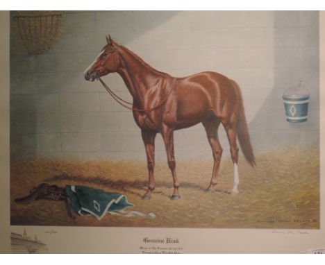 A horse racing print, after Richard Stone-Reeves, Genuine Risk, signed, 582/850