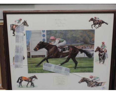 A horse racing print, after S.J.Wingate, The Collectors Series of Racing Champions, Dancing Brave,signed,  73/500