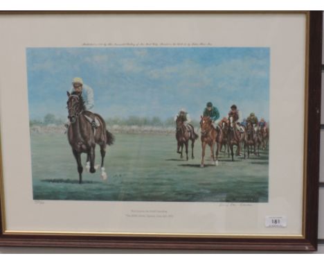 A horse racing print, after Richard Stone-Reeve, Troy Leaves The Field Standing, signed, 349/750