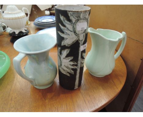 A Beswick jug, studio pottery vase stamped Briglin and a water jug