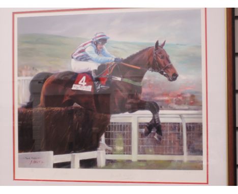 A horse racing print, 'Best Mate' bearing 3 signatures, 12/500