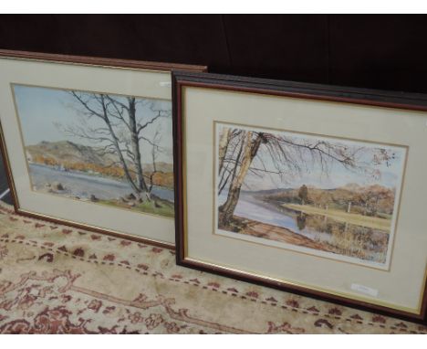 A decorative print and watercolour