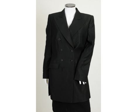 A pre-2002 Alexander McQueen black coat, double breasted button fastening to front, button fastening to sleeves, Alexander Mc