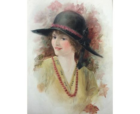 A collection of watercolour sketches depicting ladies portraits of the 1910s and 1920s by Ellen Dyer (Early 20th Century), mi