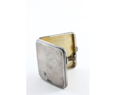 Silver Curved Cigarette Case, plain with engraved initials to corner, Birmingham 1926