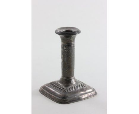 Silver Single Candlestick with swags and garland decoration on square base, Birmingham 1913