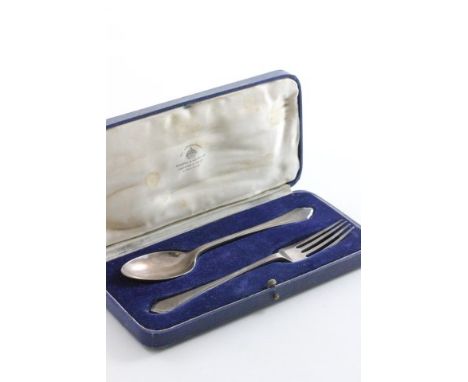 Cased Mappin & Webb Silver Spoon & Fork Set, Sheffield 1936