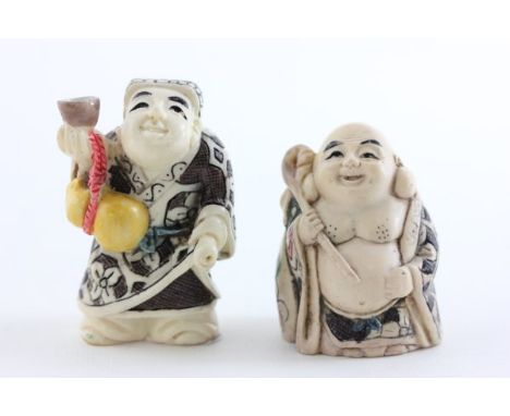 Two Netsuke including a Beggar and a Buddha