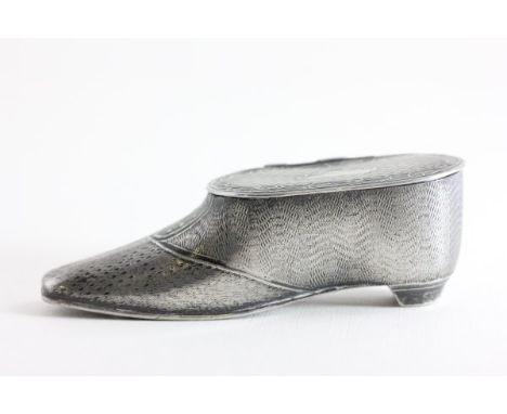 19th century White Metal Shoe Snuff Box 