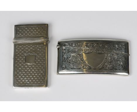 A WILLIAM IV SILVER CALLING CARD CASE with engine turned decoration, hinged lid, 7.5cm high, Birmingham 1836 by Joseph Willmo