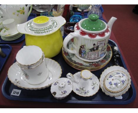 Poole 3½ Pint Tureen, Spode 'Campanula' pattern, candlestick, bowl, trinket dish, Christmas plates, etc:- One Tray