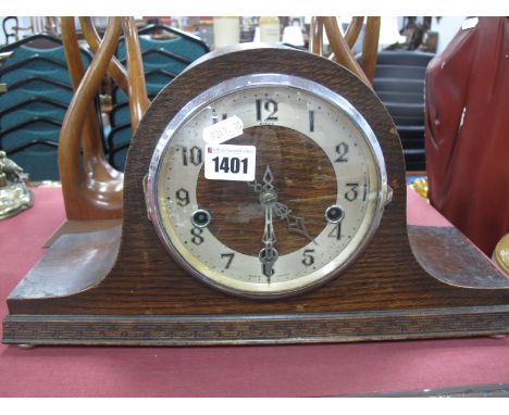 Enfield Oak Dome Cased Mantel Clock, with Westminster Chimes movement.