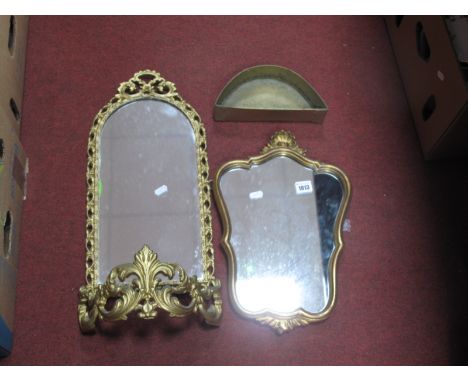 Peerart Gilt Framed Wall Mirror, with tidy shelf, 55cm high, one other. (2)