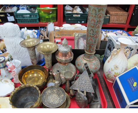 Beneres Brassware, cowbells, clock, etc:- One Tray