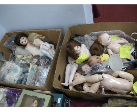 A Large Quantity of Modern Reproduction Bisque Dolls, unclothed, including Kewpie and antique style, mainly with wigs, variou