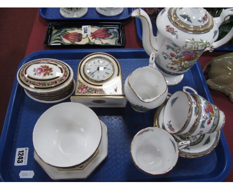 Wedgwood 'Clio' Pattern' Mantel Clock, trinket box, Paragon part tea service, 'Tree of Kashmir' pattern, etc:- One Tray