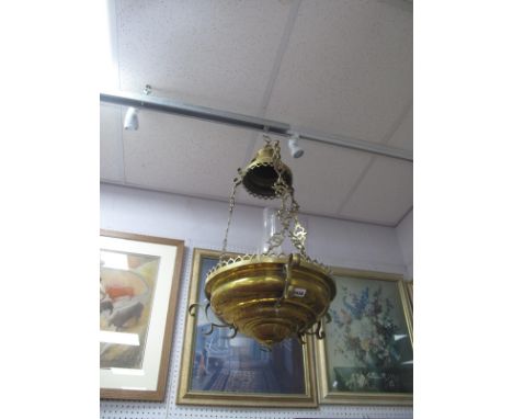 Brass Ceiling Suspending Oil Lamp.