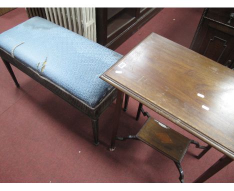 A Mahogany Duet Stool, circa 1920's with reeded box seat and carved tapering legs, on spade feet, an Edwardian mahogany occas