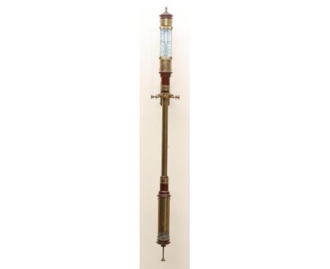 A MARINE BAROMETER by De Villiers &amp; Son, Cape Town, 20th century, with cymbal support, and white enamelled(?) registers, 