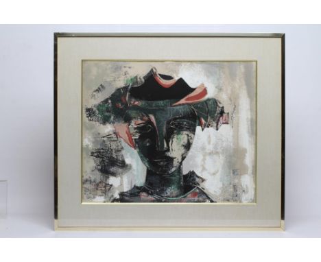 RUTH SCHLOSS (Israeli 1922-2013), Woman's Head, silk print, limited edition 88/150, signed, 20 1/2" x 25 1/2", framed (Est. p