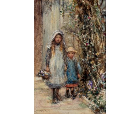 ROWLAND HENRY HILL (1873-1952), Portrait of Two Children, watercolour and pencil heightened with white, signed and dated 1915