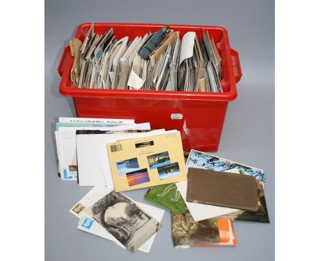 A large collection of vintage postcard including some hand tinted topographical and many others.