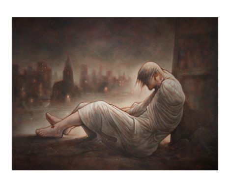 PETER HOWSON, HOMELESS JESUS, limited edition print 19/30, signed, with certificate of authenticity, 38.5cm x 51.5cm, framed