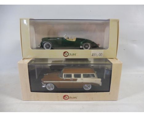 Two boxed Esval Models, 1:43 scale, limited to 250, 1952 Maverick, 1958 Cheverolet Belair.