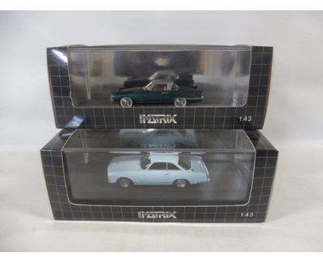 Two boxed Matrix 1:43 scale models, Nash Rambler and a Gorden Keeble GT.