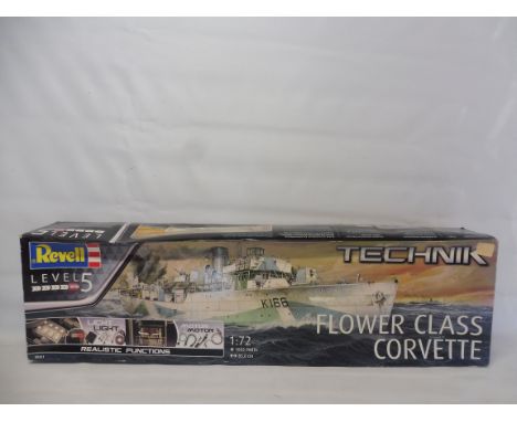 A boxed Revell 1:72 scale Flower Class Corvette ship, appears unmade with instructions.