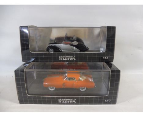 Two boxed Matrix 1:43 scale models, Lincoln Indian and a Daimler Carlton.