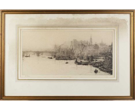 William Lionel Wyllie (1851-1931)
Pool of London, circa 1915
signed (in the margin)
etching
22 x 43cm.