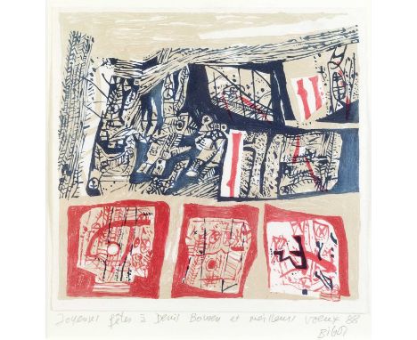 Guy Bigot (1918-1998)
Abstract, 1998
signed, dated, and inscribed to Denis Bowen in pencil (in the margin)
lithograph
15 x 16