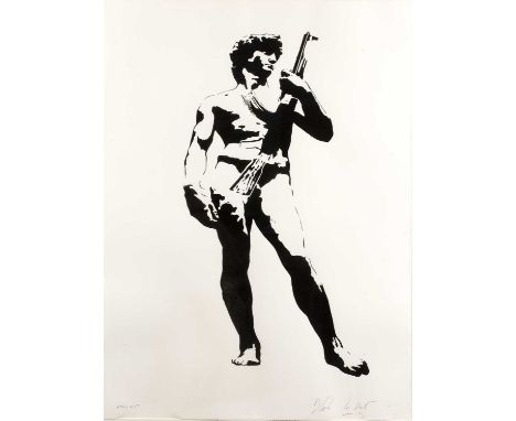 Blek Le Rat (b.1951)
David with Kalashnikoff
190/200, signed and numbered in pencil (in the margin)
screenprint
71 x 52cm.
 T