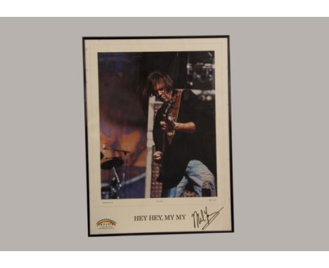 Neil Young / Signature, Hey Hey My My - Numbered Print (333 of 500) of Neil Young Live in 1991 - with a signature bottom righ